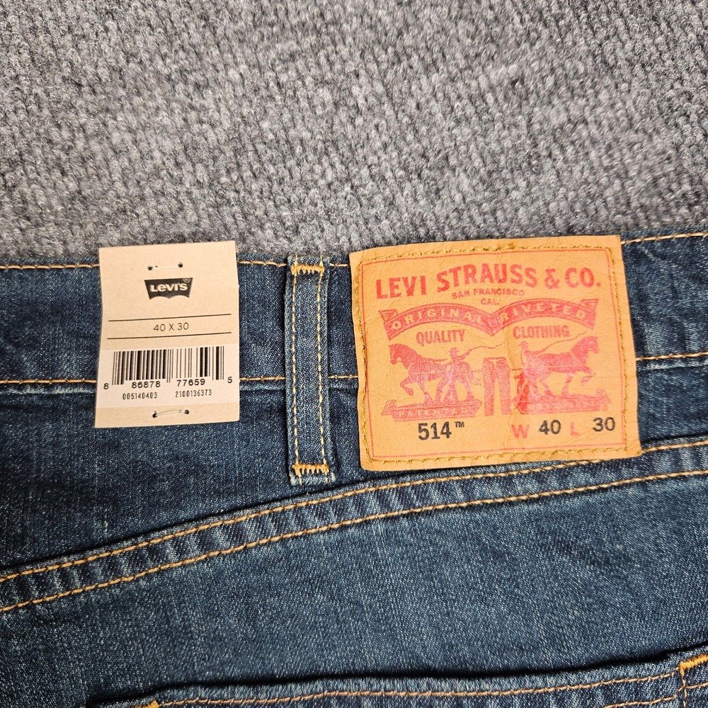 Levis 514 Jeans Men's 40x30 Straight Fit Stretch Dark Wash Denim NEW Casual Blue - Picture 3 of 13